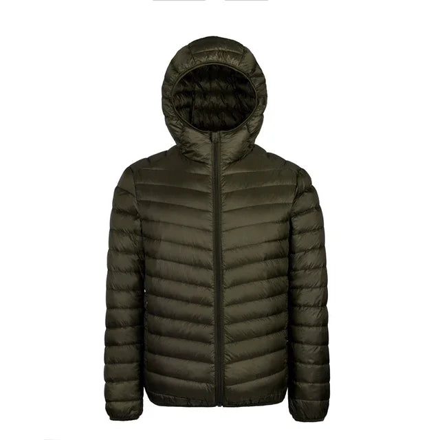 2024 Men’s Ultra-Light Down Jacket – 90% White Duck Down Hooded Thermal Feather Coat