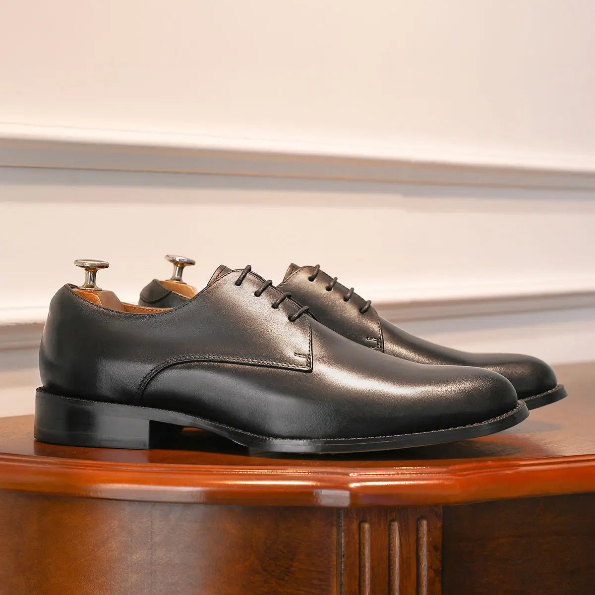 Men’s Full Grain Leather Derby Shoes - Minimalist Formal Business Lace-Up Dress Shoes