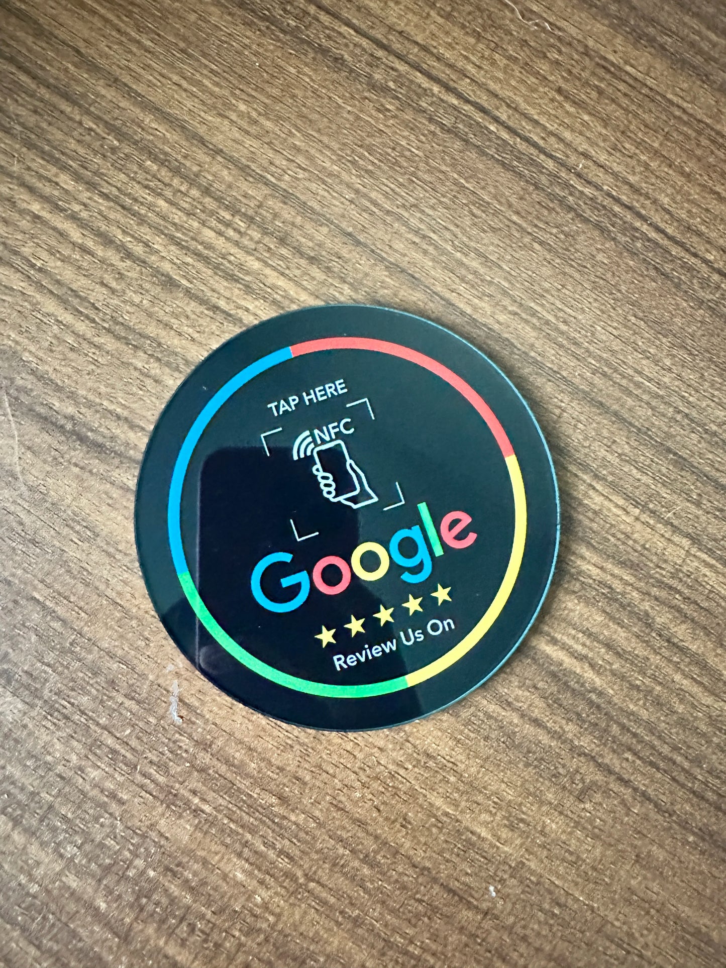 NFC215 Programmable Google Review Acrylic Stickers – 13.56MHz Waterproof NFC Station Table Stand Card