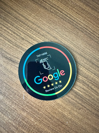 NFC215 Programmable Google Review Acrylic Stickers – 13.56MHz Waterproof NFC Station Table Stand Card