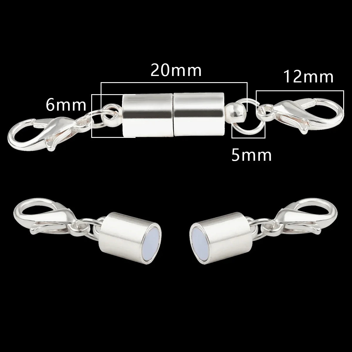 Magnetic Jewelry Clasps - Strong Buckle Connectors with Lobster Clasps for DIY Bracelets, Necklaces & Jewelry Making