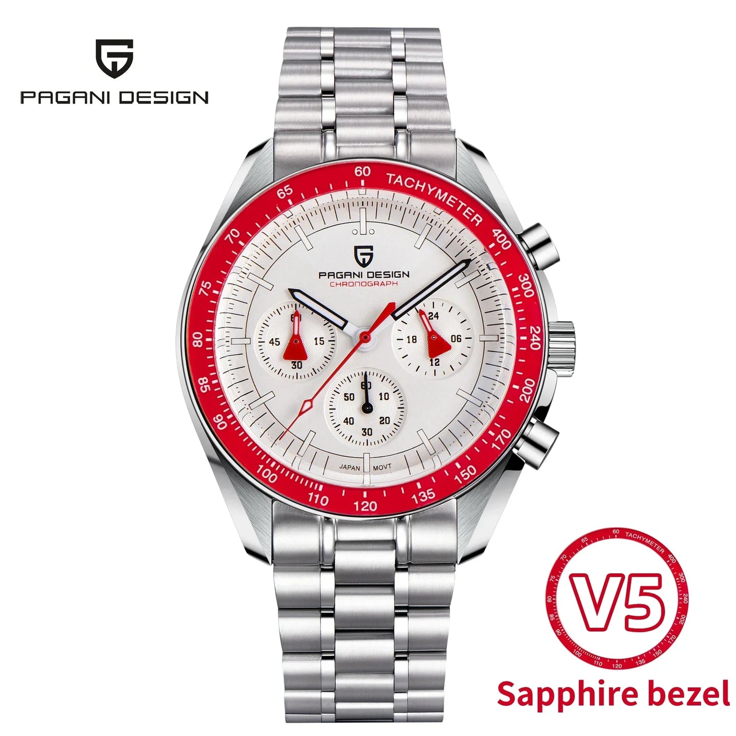 PAGANI DESIGN 2026 Men’s Luxury Quartz Chronograph Watch – AR Sapphire Crystal, Auto Date Speed Wristwatch