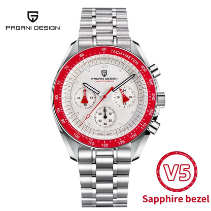 PAGANI DESIGN 2026 Men’s Luxury Quartz Chronograph Watch – AR Sapphire Crystal, Auto Date Speed Wristwatch