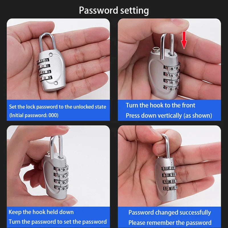Popular 4-Digit Combination Padlock – 6-Color Anti-Theft Gym Locker & Luggage Safety Lock (Zinc Alloy)
