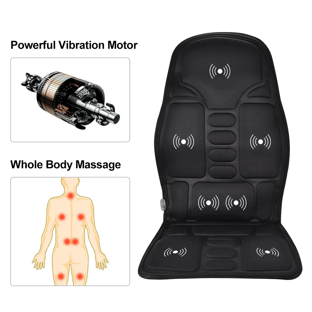 Electric Full-Body Massage Chair Cushion | Infrared Heating Vibrator for Back, Neck & Lumbar – Car, Home, Office