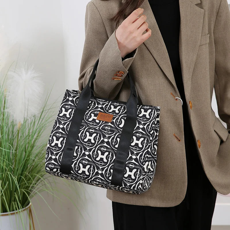 Insulated Commuter Lunch Bag with Storage Pouch — Portable Handbag for Office, Thermal Food Carrier with Meal Box Included