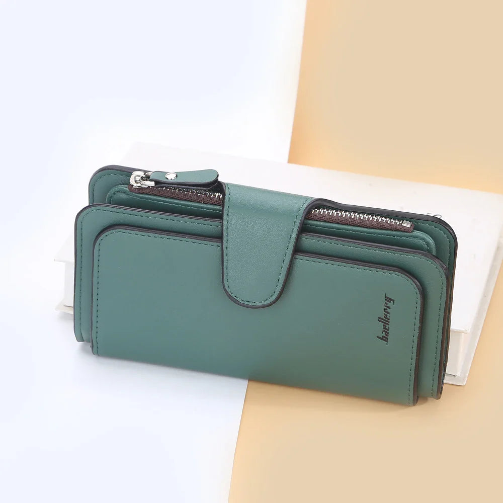 2024 Women’s Long Wallet – Custom Name Engraving, 15 Card Holders & Zippered Classic Purse