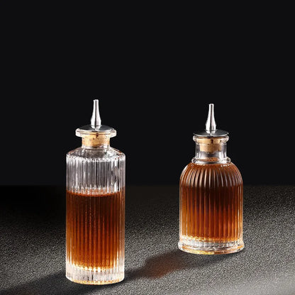 Vintage Glass Cocktail Bitters Bottles — Stainless Steel Cap Seasoning & Bar Accessories for Kitchen & Bartender Use