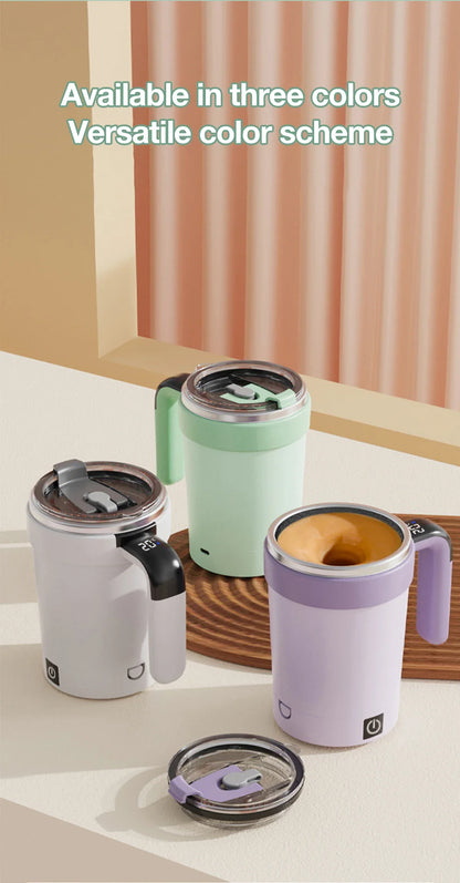 Automatic Rechargeable Electric Coffee Cup Stirrer – Stainless Steel Magnetic Self-Stirring Mug with Detachable Base
