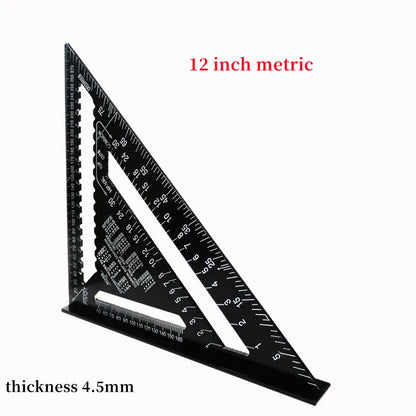 Metric Triangle Ruler for Woodworking | 7" & 12" Alloy Metal Carpenter Measuring Layout Tool