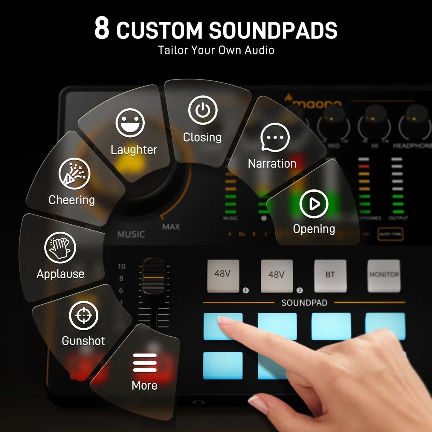 MaonoCaster AME2 Gen2 Audio Interface Mixer — Dual XLR Podcast & Guitar Streaming with Pro Preamp