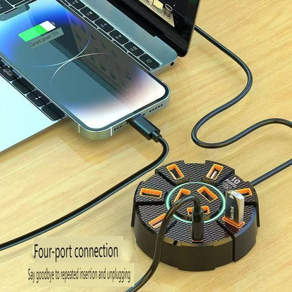 10-Port USB 2.0 Hub Adapter - High-Speed Multi USB Splitter & 7-Port Expander for PC and Laptop