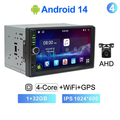 CAIXI 2Din Android 14 Car Radio — Universal CarPlay GPS Multimedia Autoradio for Toyota, Nissan, Jeep, Hyundai, Kia, Chevrolet, VW & Fiat