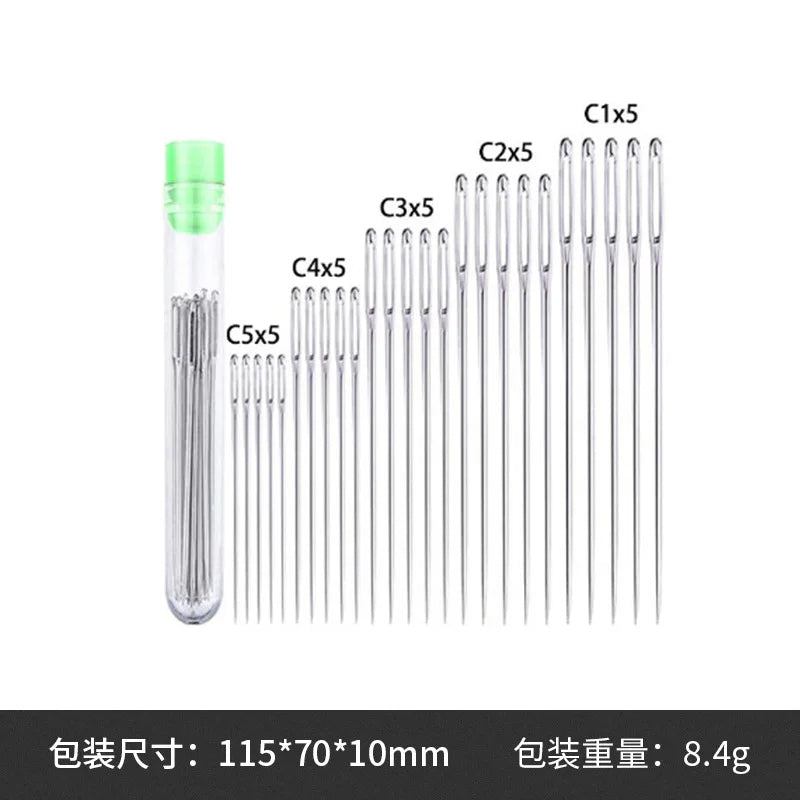 Large Eye Sewing Needles Set – Stainless Steel Hand Stitching & Leather Craft Needles for Knitting, Embroidery & DIY Sewing Tools
