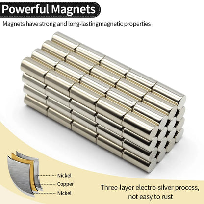 N35 Neodymium Magnets - 10x20mm Super Strong Round Permanent Rare Earth Magnets for DIY & Refrigerator Use
