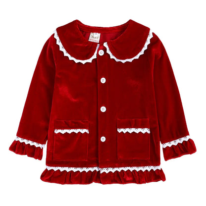 2025 Kids Christmas Pajama Set – Velvet Loungewear Long Sleeve Sleepwear for Boys & Girls