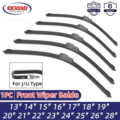 Car Wiper Blades J Hook – Soft Rubber Windscreen Wipers, 13" 18“ 19" 20" 21" 22" 24" 26" Sizes for Automobiles