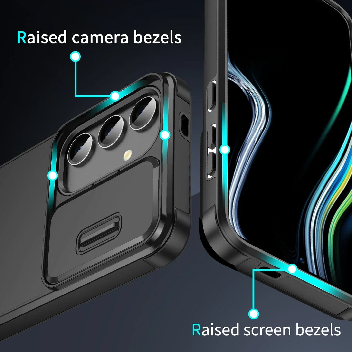 Samsung Galaxy S Series Slide Camera Armor Case – Compatible with S21/S22/S23/S24/S25 Ultra & FE Models