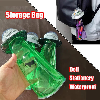 Spaceship Hanging Storage Bag - Transparent Large Capacity Doll & Stationery Organizer