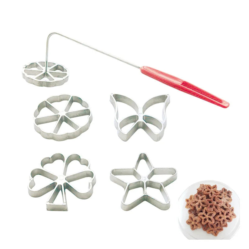Cast Iron Rosette Mold Set: 5/7Pcs Bunuelos & Achappam Cookie Maker with Handle - Pastry Tools