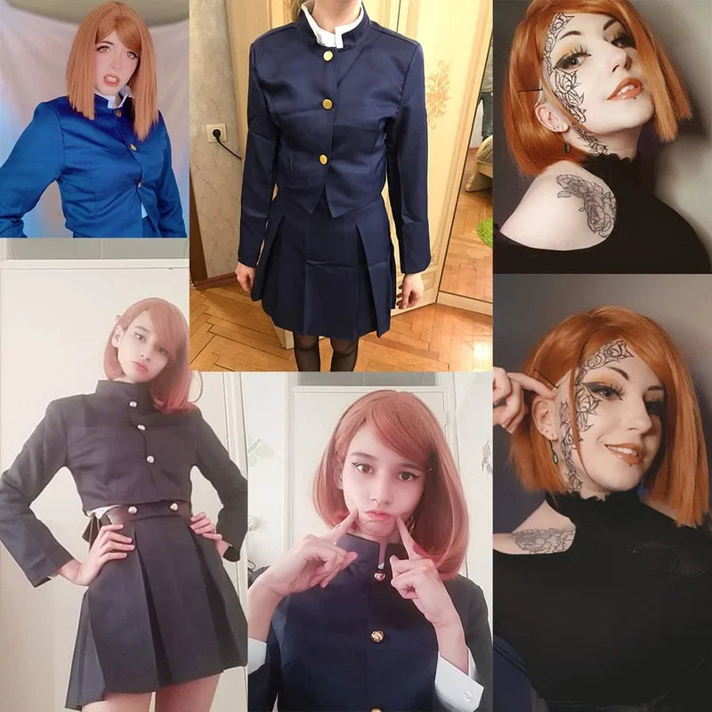 Anime Jujutsu Kaisen Cosplay Costume — Kugisaki Nobara Tattoo Girl’s Full Uniform Dress Set