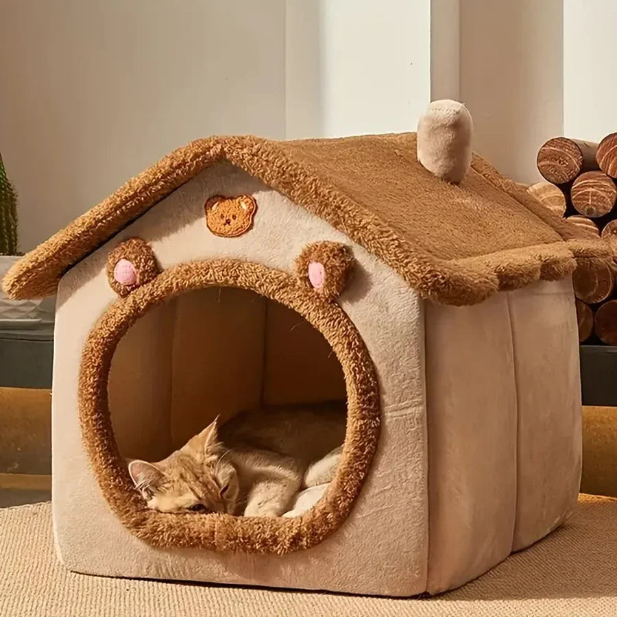 Foldable Pet House – Removable & Washable Cat & Small Dog Cave Sofa Bed for Small to Medium Pets