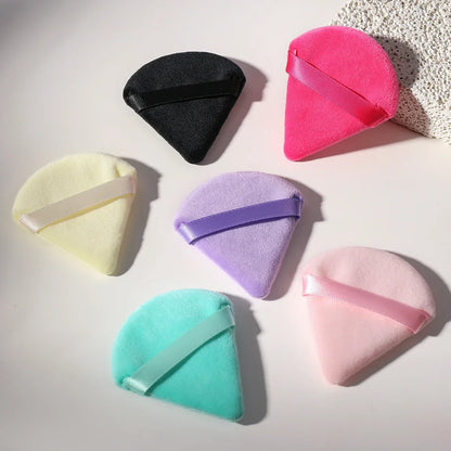 10/20PCS Triangle Velvet Powder Puffs – Mini Face Makeup Sponges, Washable & Lightweight Cosmetic Tools