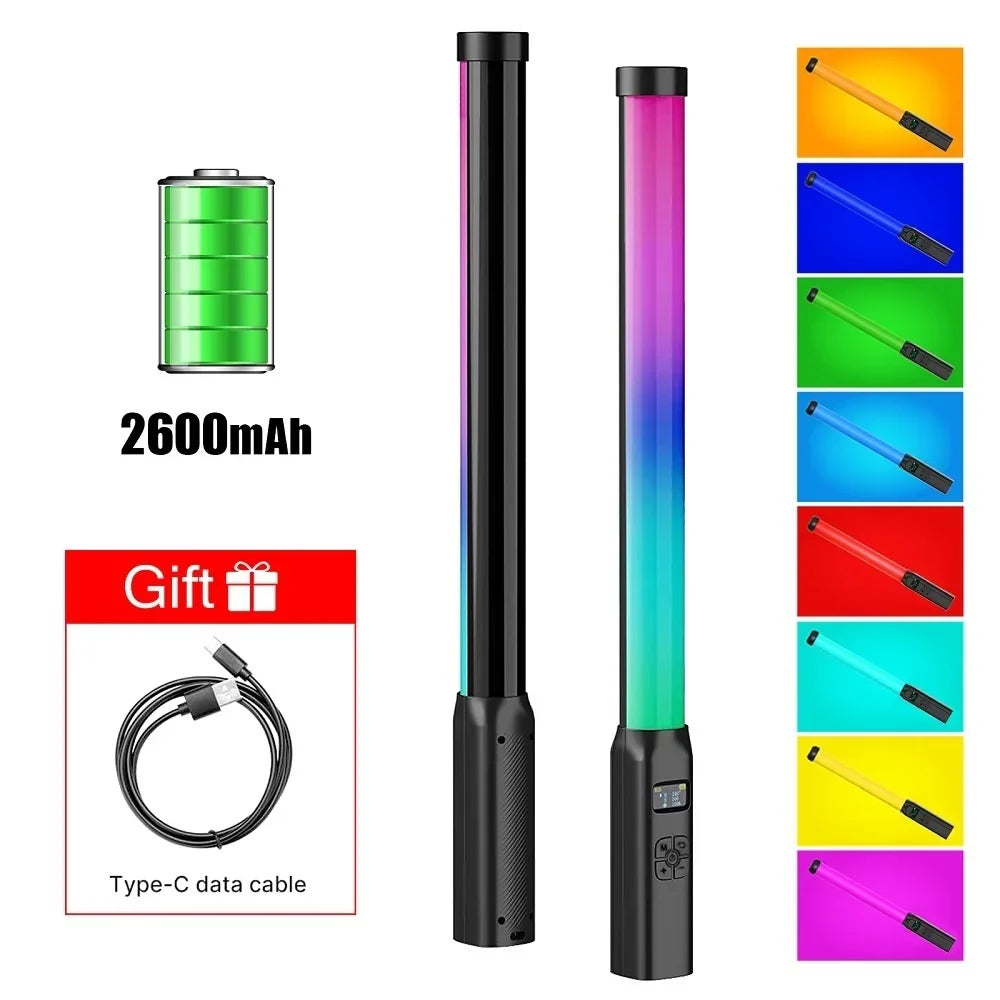 Handheld RGB LED Light Wand 50CM – Adjustable 2500K-9000K CRI 95+ Colorful Stick Light for Photography & Studio Lighting
