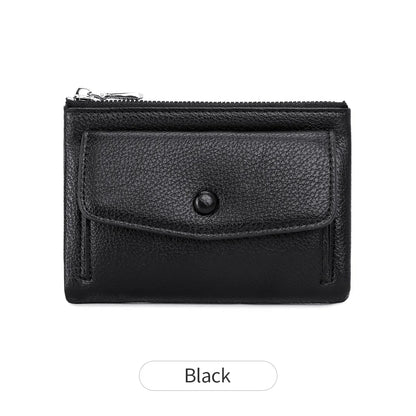 Women’s PU Leather Short Double Zipper Wallet – Simple Solid Color, Large Capacity Credit Card Holder with Coin Pocket