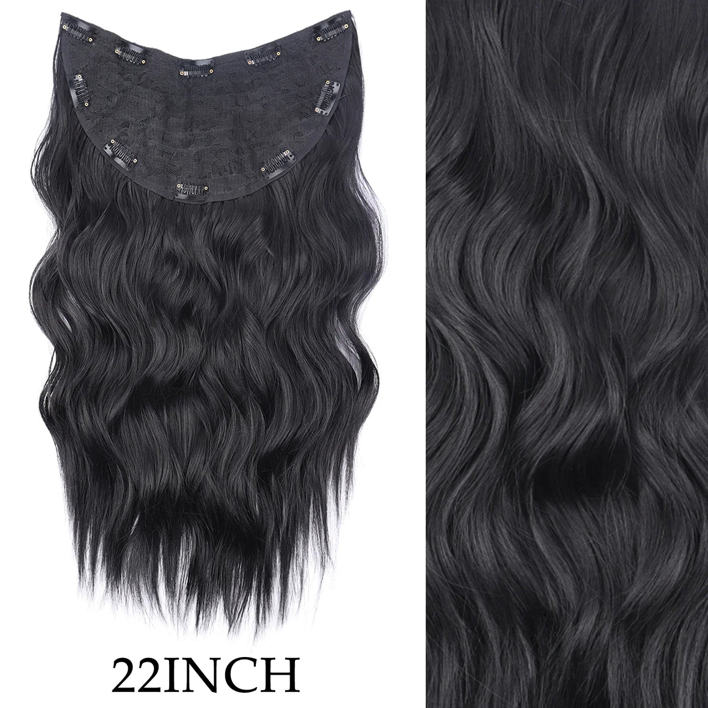 Women’s 7Pcs Hair Extensions with 16 Clips – Natural Black Straight Ombre Hairpiece