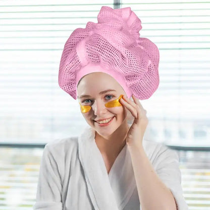 Adjustable Net Plopping Caps for Drying Curly Hair - Quick-Drying Hair Towel Hats for Shower, Bath Accessories