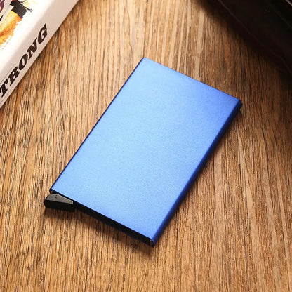 RFID Credit Card Holder Metal Slim Wallet for Men & Women, Pop-Up Minimalist Small Black Purse, Mini Wallet