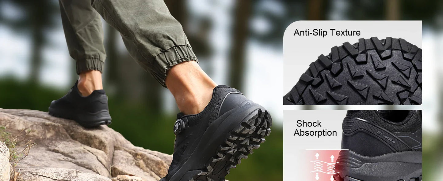 Baasploa Men’s Hiking Shoes – Breathable Outdoor Climbing & Walking Sneakers, Non-Slip & Durable