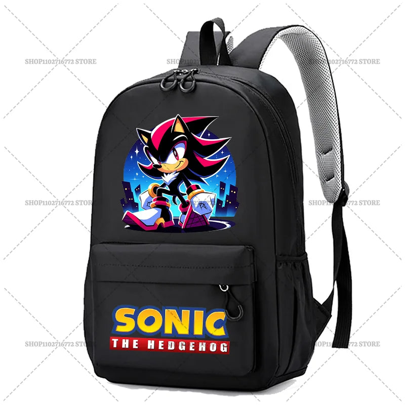 Cartoon Sonic Backpack — School Bag for Kids & Teens Featuring Amy, Rose & Shadow Characters, Perfect Gift for Boys