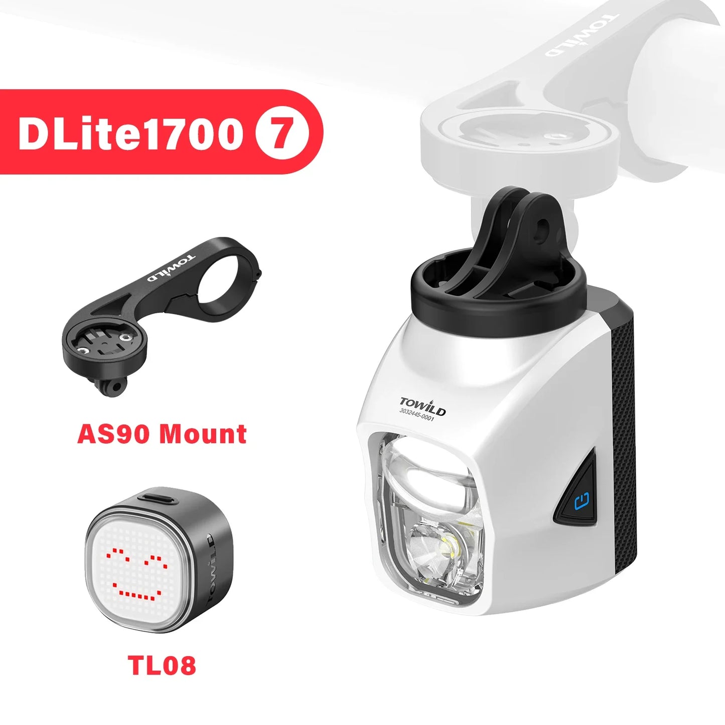 TOWILD DL1700 LED Bicycle Light – 1900LM Rechargeable Front Light with Focus & Flood Beam, Power Bank Function