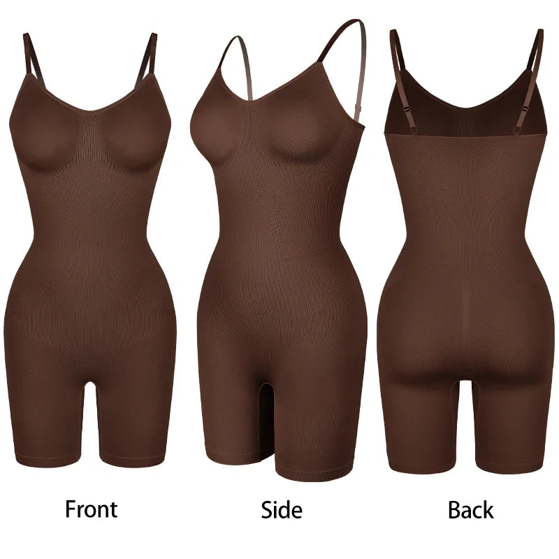 Women’s Bodysuit Shapewear Tank Top — Tummy Control Full Body Shaper with Anti-Chafing Shorts, Waist Trainer & Butt Lifter