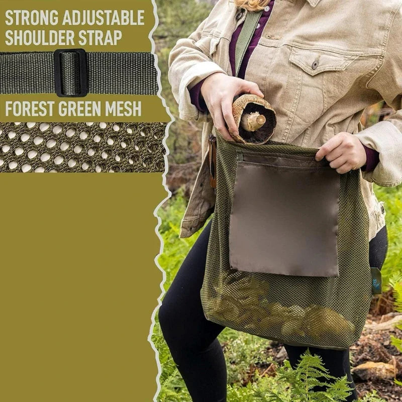 Portable Multifunctional Foraging Bag - 43x40cm Outdoor Camping Mushroom Picking and Kids Beach Sand Toy Storage Organizer
