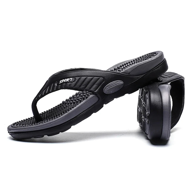 Men's Massage Flip Flops – Breathable Summer Beach Sandals, Luxury Comfort Slippers, Plus Size 46