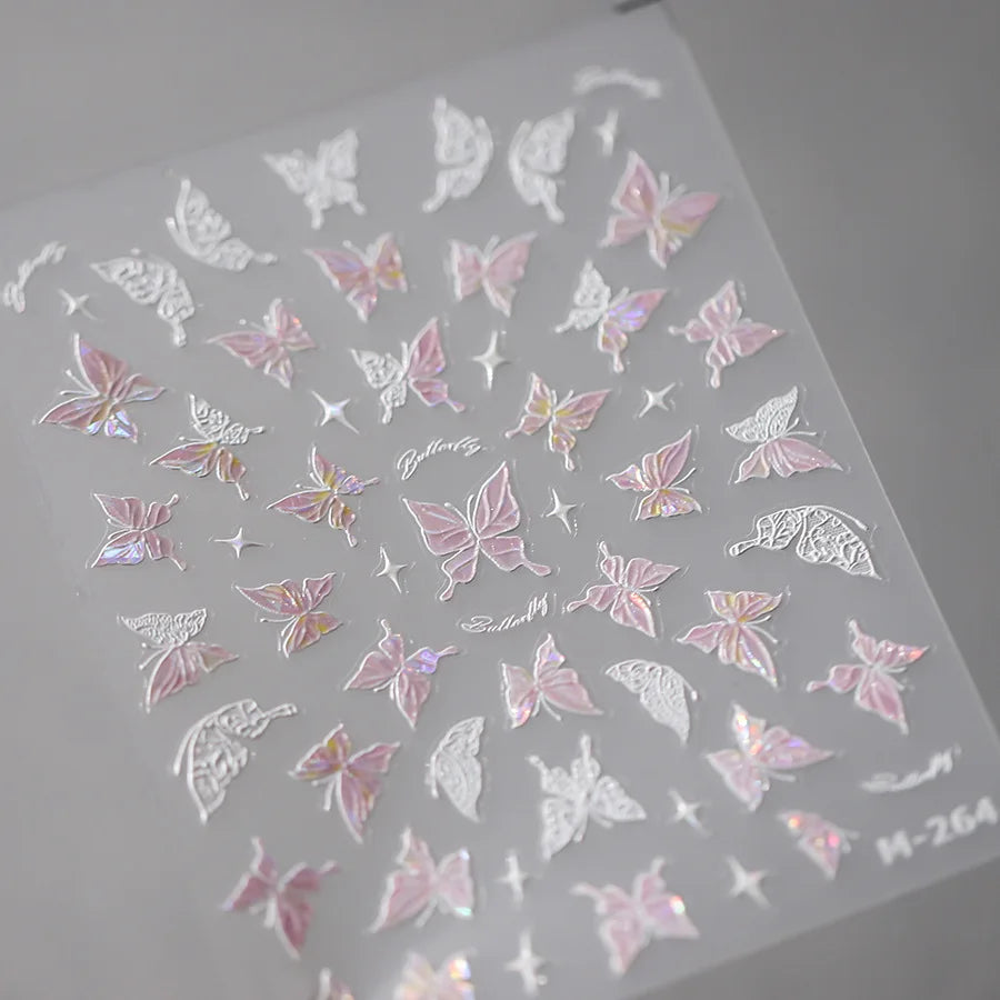 5D Glitter Butterfly Nail Sticker – Kawaii Aurora Nail Art Decal for DIY Manicure & Nail Decorations