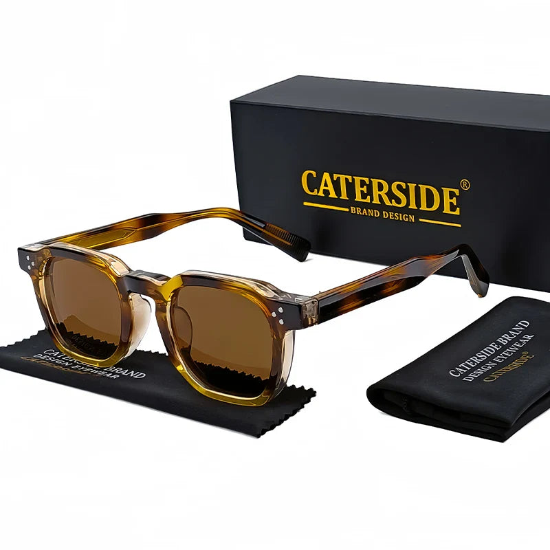 CATERSIDE Retro Punk Square Sunglasses – 2-Piece Fashion Set for Men & Women, Party & Festival Gift Glasses