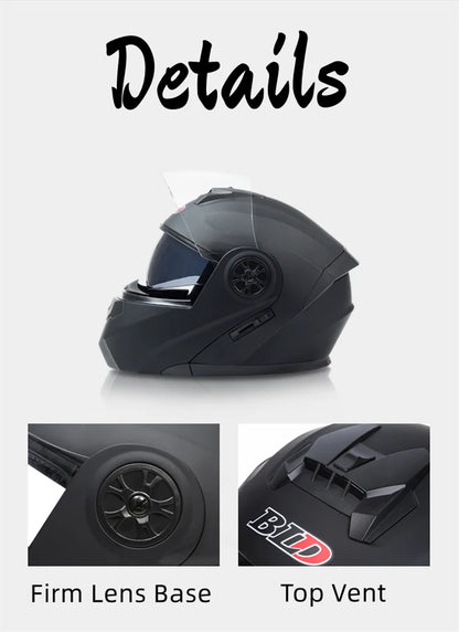 BLD Personalized Full Face Motorcycle Helmet – Dual Lens Modular Flip-Up Casco Moto for Men & Women