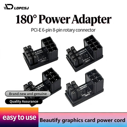 180° Rotating PCIe GPU Power Adapter Connector 6Pin/8Pin LDPCSJ Graphics Card PSU Elbow Steering Cable Adapter