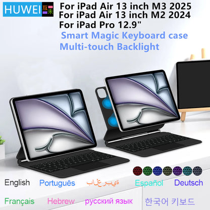 Magic Keyboard Case for iPad Air & Pro — 12.9/13-inch Smart Folio, Multi-Touch Magnetic Backlit Wireless Keyboard