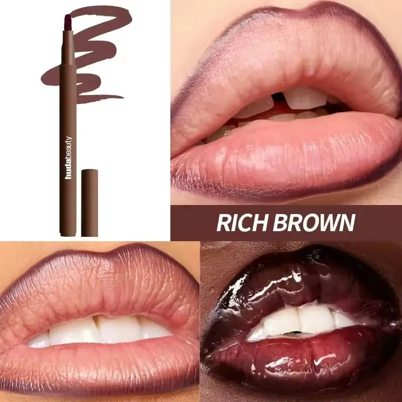 Velvet Brown Lip Liner - Nude Matte Waterproof Cherry Red Lip Contour Pencil for Women