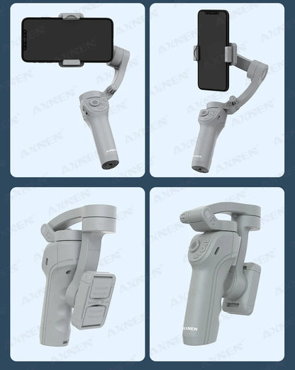 HQ6 3-Axis Gimbal Handheld Stabilizer – With Fill Light, Face Tracking, Anti-Shake for Android & iPhone Video Recording