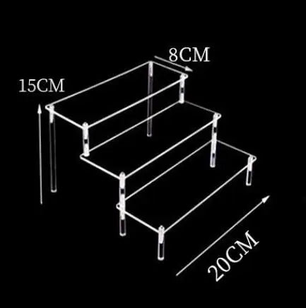 Acrylic Display Stand Rack - 1-4 Tier Transparent Trapezoid Organizer Shelf For Cupcakes, Perfume, Dolls & Collectibles