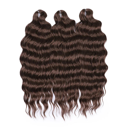 FASHION IDOL 24" Deep Wave Crochet Hair - 3-Piece Synthetic Water Wave Braiding Extensions, Ombre Rainbow Twist Hair