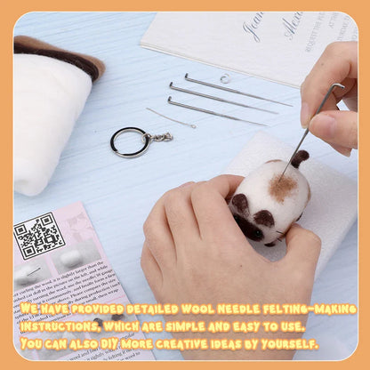 Animals DIY Needle Felting Set – Handcraft Project Kit for Beginners with Foam Mat & Tools