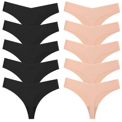 Poblador 10PCS Women’s Seamless Panties Set — Fashion Breathable Thongs, Sexy Comfortable Sport G-Strings Underwear