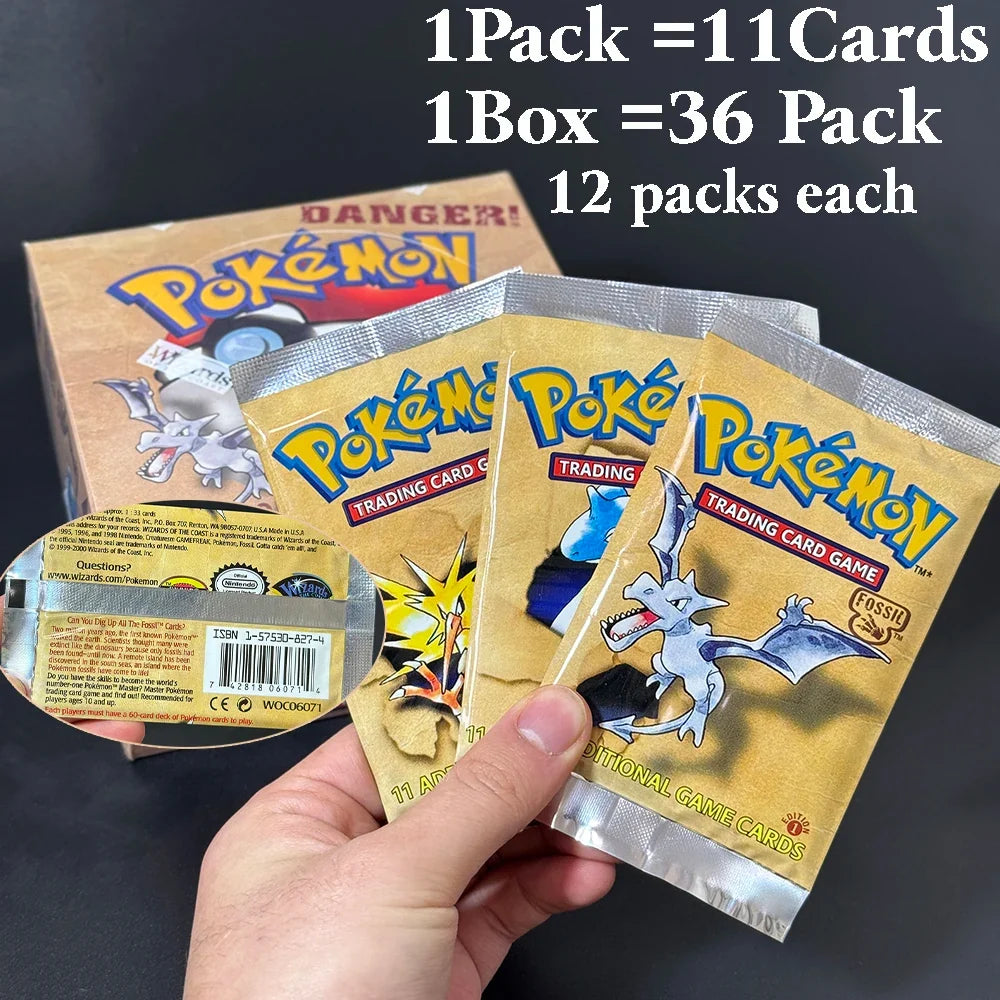 Pokémon Booster Packs Base Fossil Jungle - 11 Cards Per Pack & 36 Pack Booster Box Proxy Game Cards Collection
